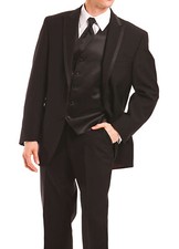 Men's Calvin Klein Black Tuxedo Jacket with Flat Front Pants Size 40XL 34W