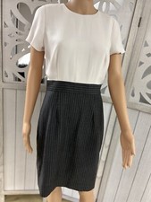 J. Crew White Bodice Gray & White Pinstripe Dress Size 6