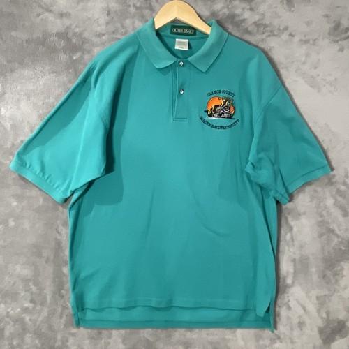 VTG Y2K Outer Banks Polo Shirt Mens XL Green Orange County Railway Society LtdEd - Picture 11 of 17