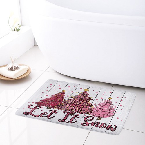 Pink Christmas Tree on Rustic Retro Wood Shower Curtain Set for Bathroom Decor - Bild 3 von 17