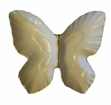 Lenox Trinket Dish Ivory Gold Trimmed Butterfly Server Candy Dish Made in USA