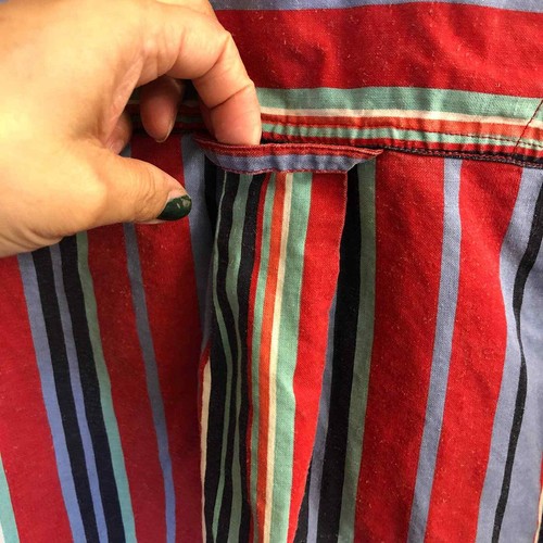 Vintage 80's Gitano Sport Casual Striped Shirt Red, Blue Men's Size XL - Picture 3 of 8