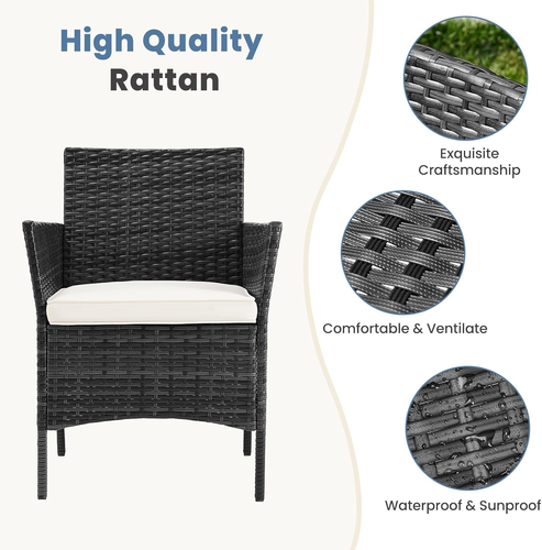 Patio Furniture Set 3 Pieces, Outdoor Wicker Furniture with Coffee Table, Modern - Picture 3 of 12