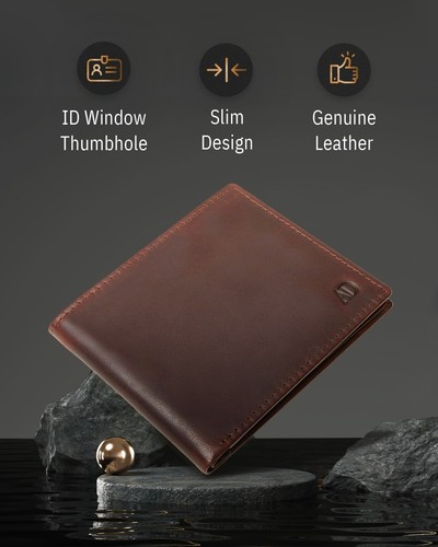Carteras de cuero genuino para hombre plegables billetera para hombre delgada minimalista bloqueo RFID - Imagen 16 de 19