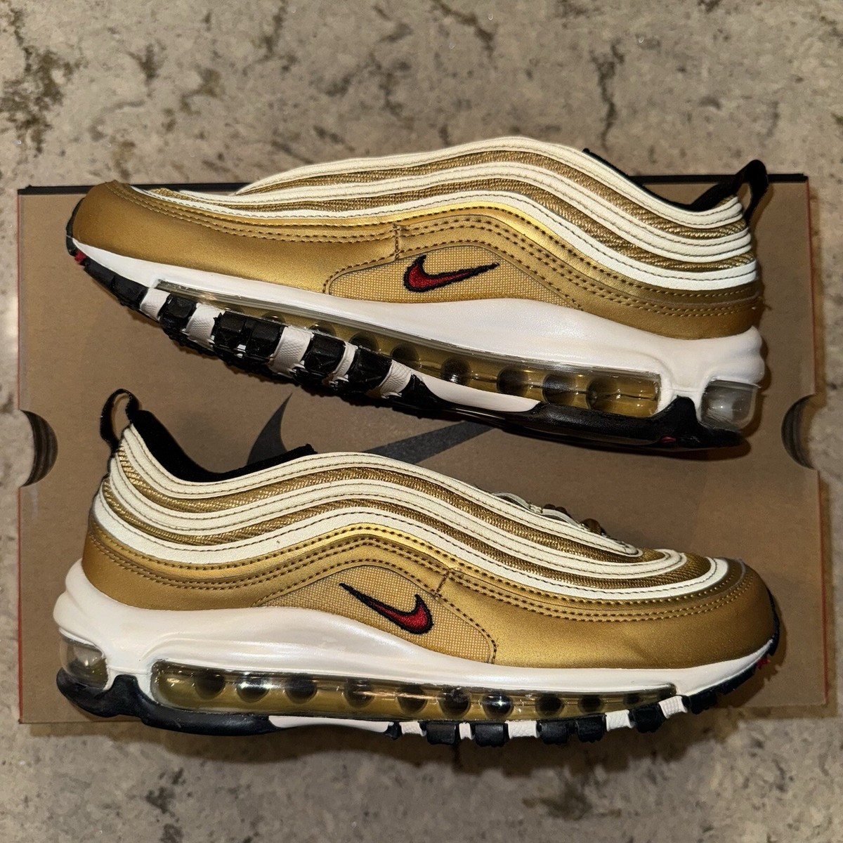 Nike Air Max 97 Metallic Gold Fake Nike Air Max 97 Golden Bullet