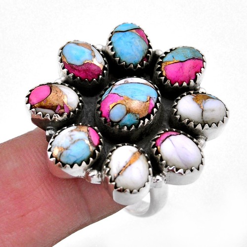 Handmade Sterling Silver Cotton Candy adjustable cluster Ring Model177