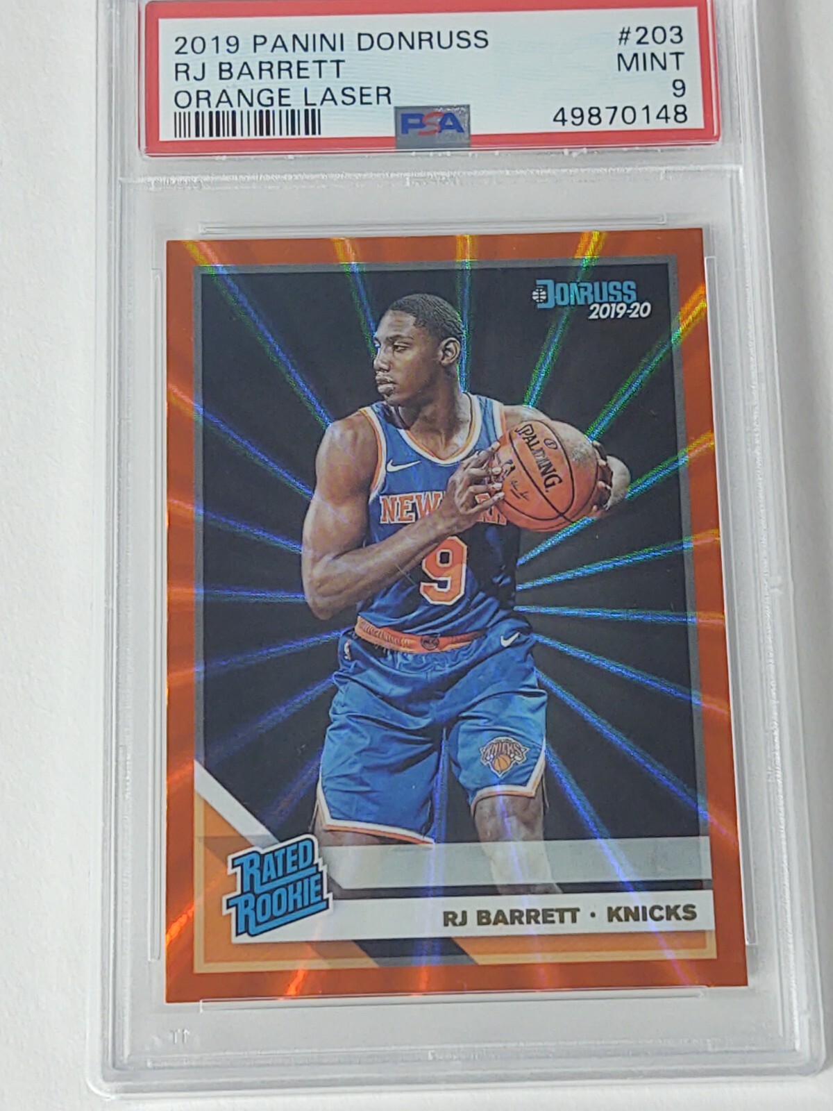 2019-20 PANINI DONRUSS ORANGE LASER R.J. BARRETT PSA 9 MINT RC ROOKIE