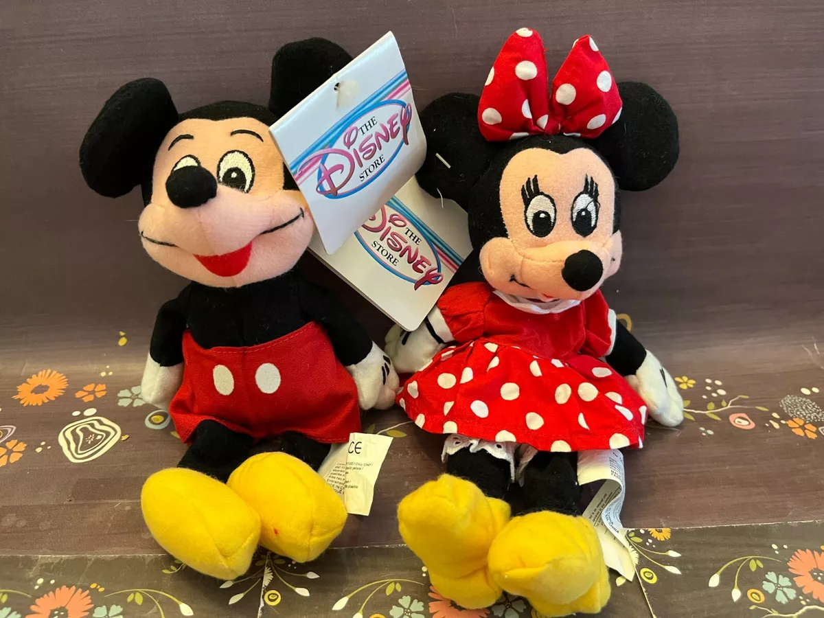 Classic Mickey Minnie Mouse Bean Bag Plush Set Disney Store SET