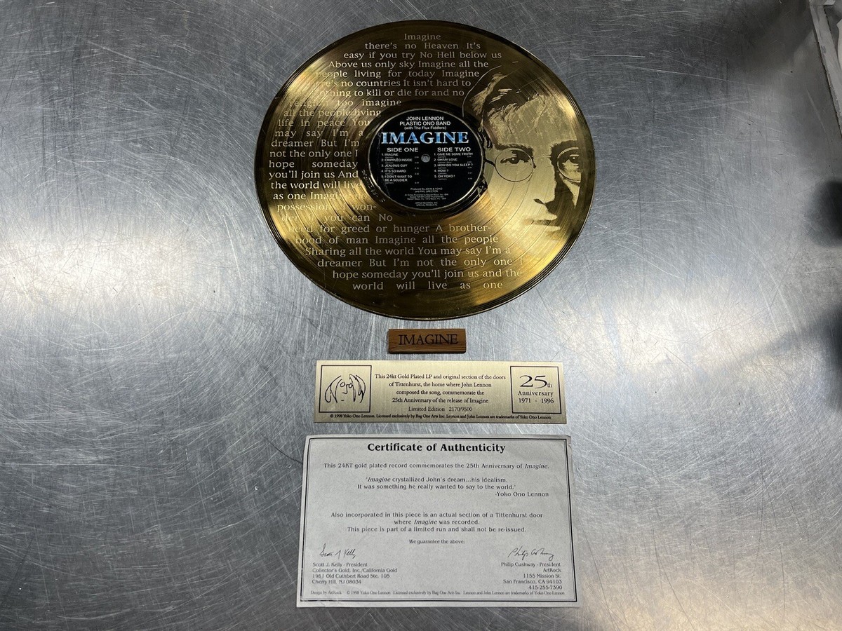 ジョンレノン　Imagine 25周年記念ゴールドレコード　2409/9500 ジョンレノン Imagine 25周年記念ゴールドレコード 2409/9500
