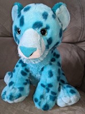 11" - Teal LEOPARD Plush Stuffed Animal Toy Cheetah by Aurora Destination Nation