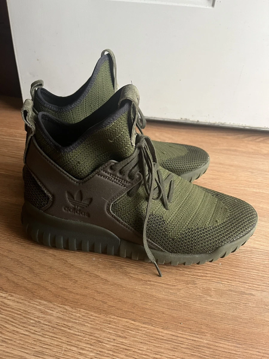 adidas Originals Mens Tubular X PK Green Knit Sneakers