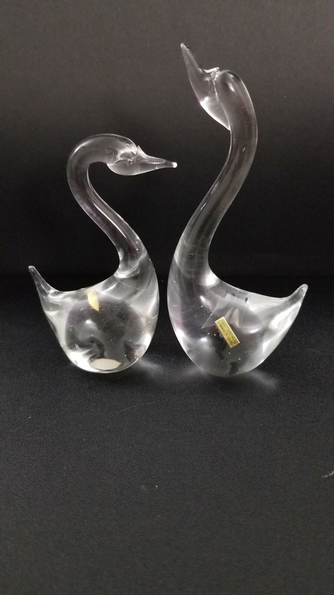 その他 swan crystal Vintage ACC Handmade Pair of Crystal Swan Figurine made in