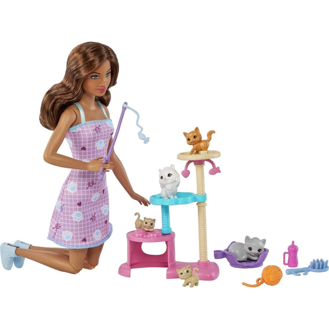 Barbie Kitty Condo Pleyset Brunette 1 Cat 4 Kittens and Cat Tree