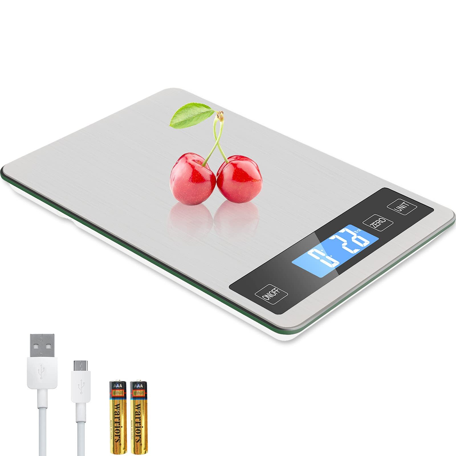 Food Scale,33lb/15kg Rechargeable Digital Kitchen Scale,1g/0.1oz Precise Grad...
