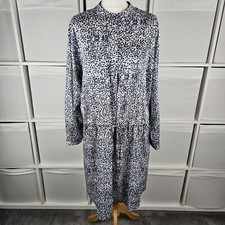 Damsel In A Dress Dress Size 14 Spotty Long Sleeve White Blue Shirt Style VGC