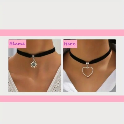 Halsband Choker Samtband Charm Anhnger Blume Herz Trachten Dirndl  Halskette | eBay.de