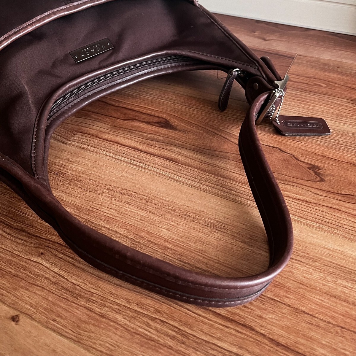 Coach Vintage 6203 Ergo Brown Neoprene Leather Trim Shoulder Hobo 