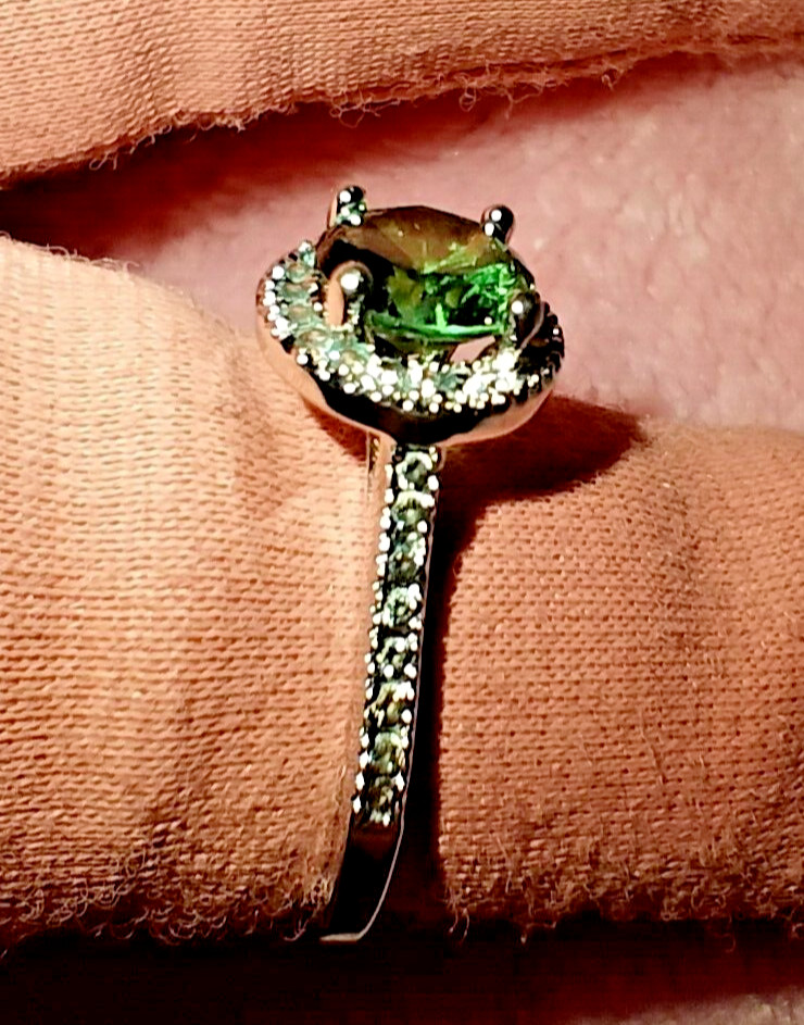 3 piece stackable ring set with green and clear c… - image 12