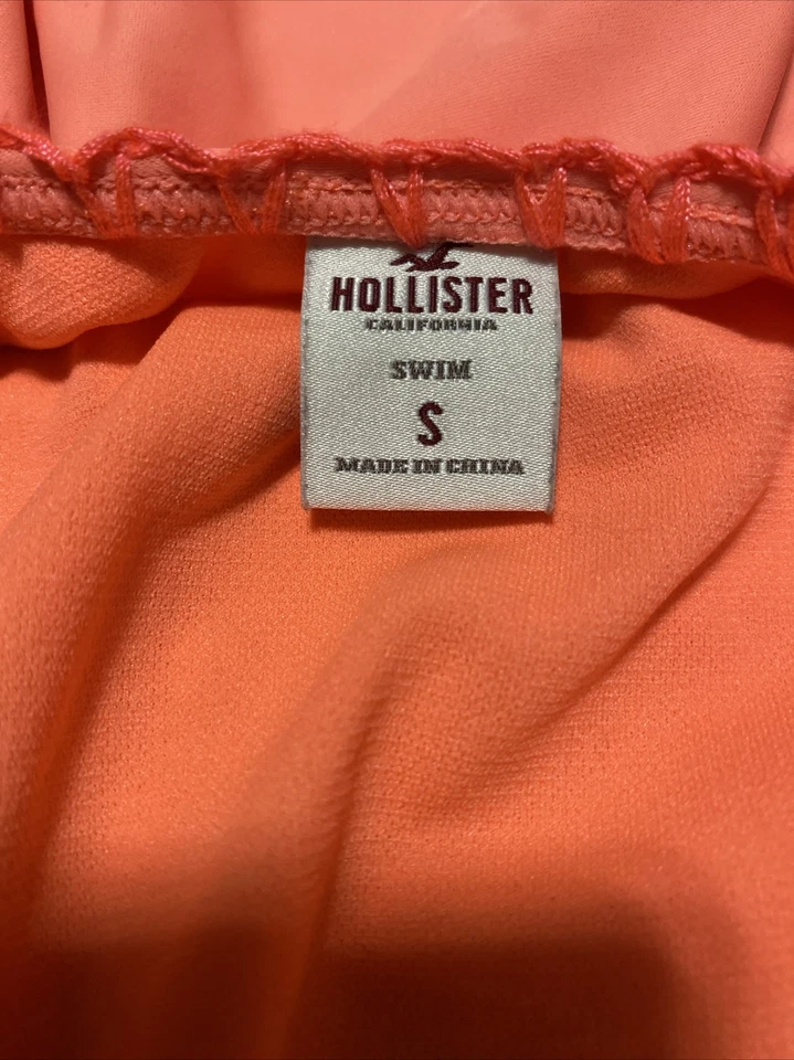 Traje de baño Hollister de una pieza para jóvenes pequeño malla coral naranja playa Foto 4 de 4