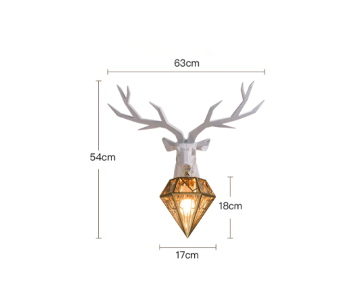 Nordic Winter Deer Antler Wall Lamp LED E27 Resin Lighting Diamond Sconce Decor - Picture 15 of 18