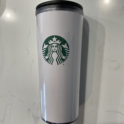 16 Oz Starbucks Double Lined Insulated Cup White W/ The Green Mermaid Black  Lid | eBay