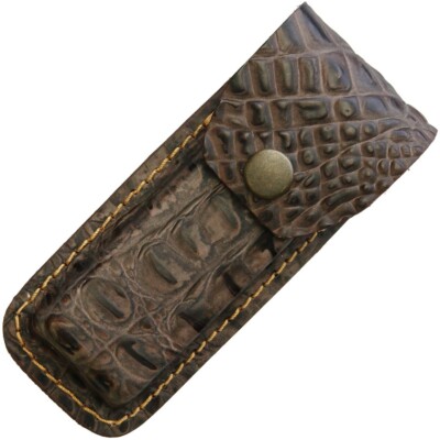 Sheaths Fits 4.5'' To 5.25'' Folding Knife Crocodile Pattern Leather Construction