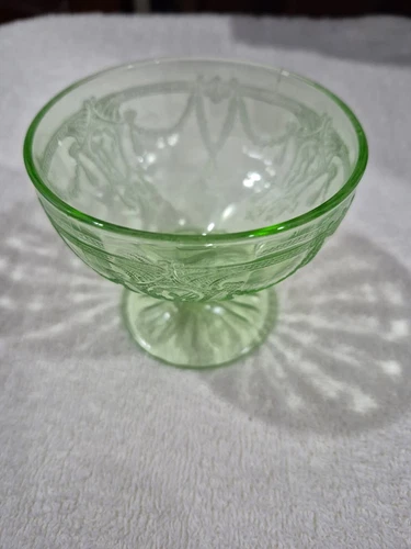 Cameo Green Ballerina, 3 1/4" Sherbert Dish, Anchor Hocking Depression Glass