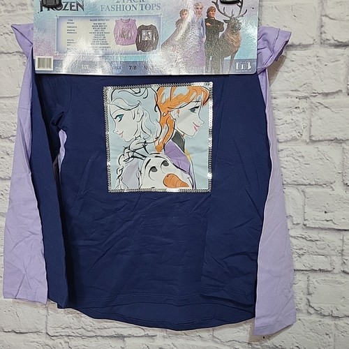 Disney Frozen Elsa & Anna Mädchen 6/6X 2er Pack Mode Tops Langarm Neu mit Etikett - Bild 7 von 9