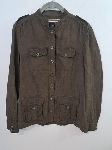 Banana Republic Women's Brown Silk Linen Blend Button Up Shirt Jacket Size Small - 第 1/5 張圖片