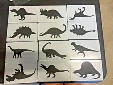 17 Pieces Dinosaurs Stencils Plastic Drawing Stencils Reusable Hollow Out