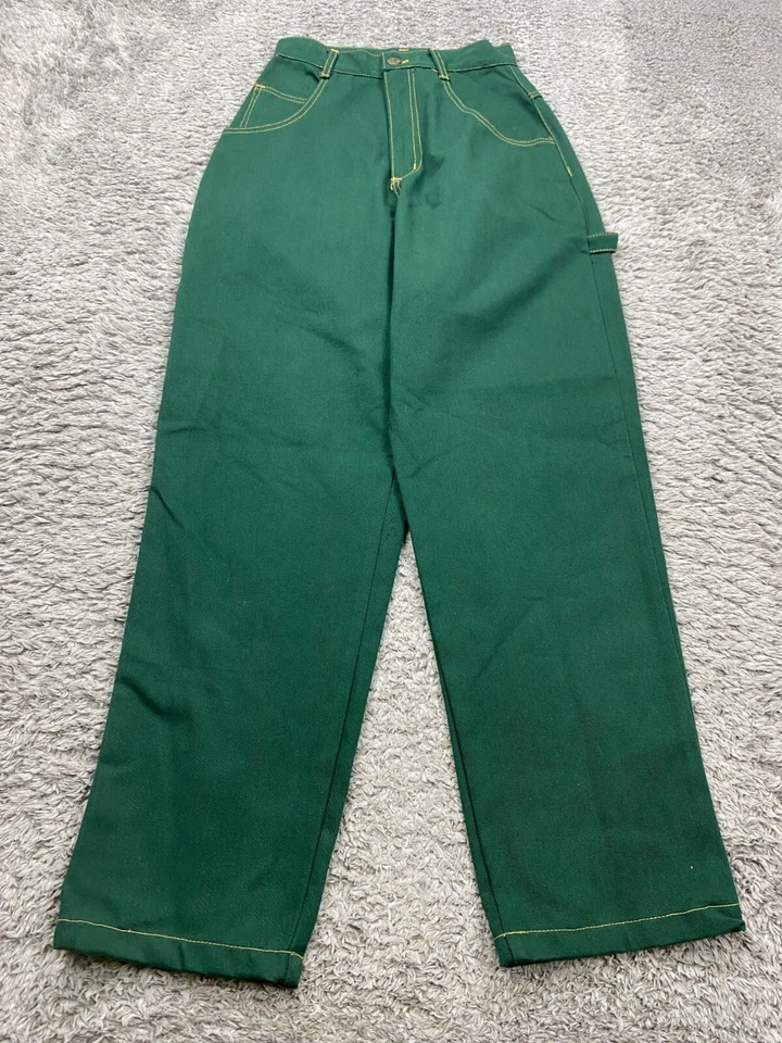 Vtg Clover Jeans Women Small 24x30 Green Baggy 90s Hip Hop Carpenter Pants USA - Image 2 of 4