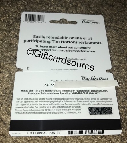 2014 TIM HORTONS COFFEE CUP GIFT CARD HANGER NO VALUE #6098 FD41010 CANADA NEW - Picture 2 of 2