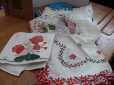 Handkerchiefs and a Scarf - Ten Handkerchiefs with Floral Design - Scarf - Paoli