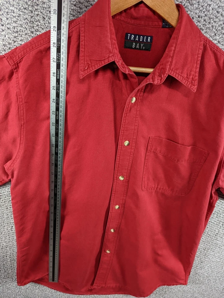 TRADER BAY Vintage 90's Men's Red Corduroy Denim Button Outdoor Shirt Size M - Image 4 of 4