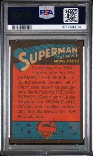 1978 TOPPS SUPERMAN MOVIE GENE HACKMAN AS LEX LUTHOR #76 PSA 7, POP 5, 7 HIGHER - Picture 2 of 2