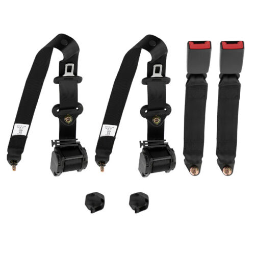 2pcs Seat Belt 3 Point Universal Retractable Safety Belt Black