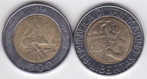 San Marino - 500 Lire 1994 XF / VF Lemberg-Zp