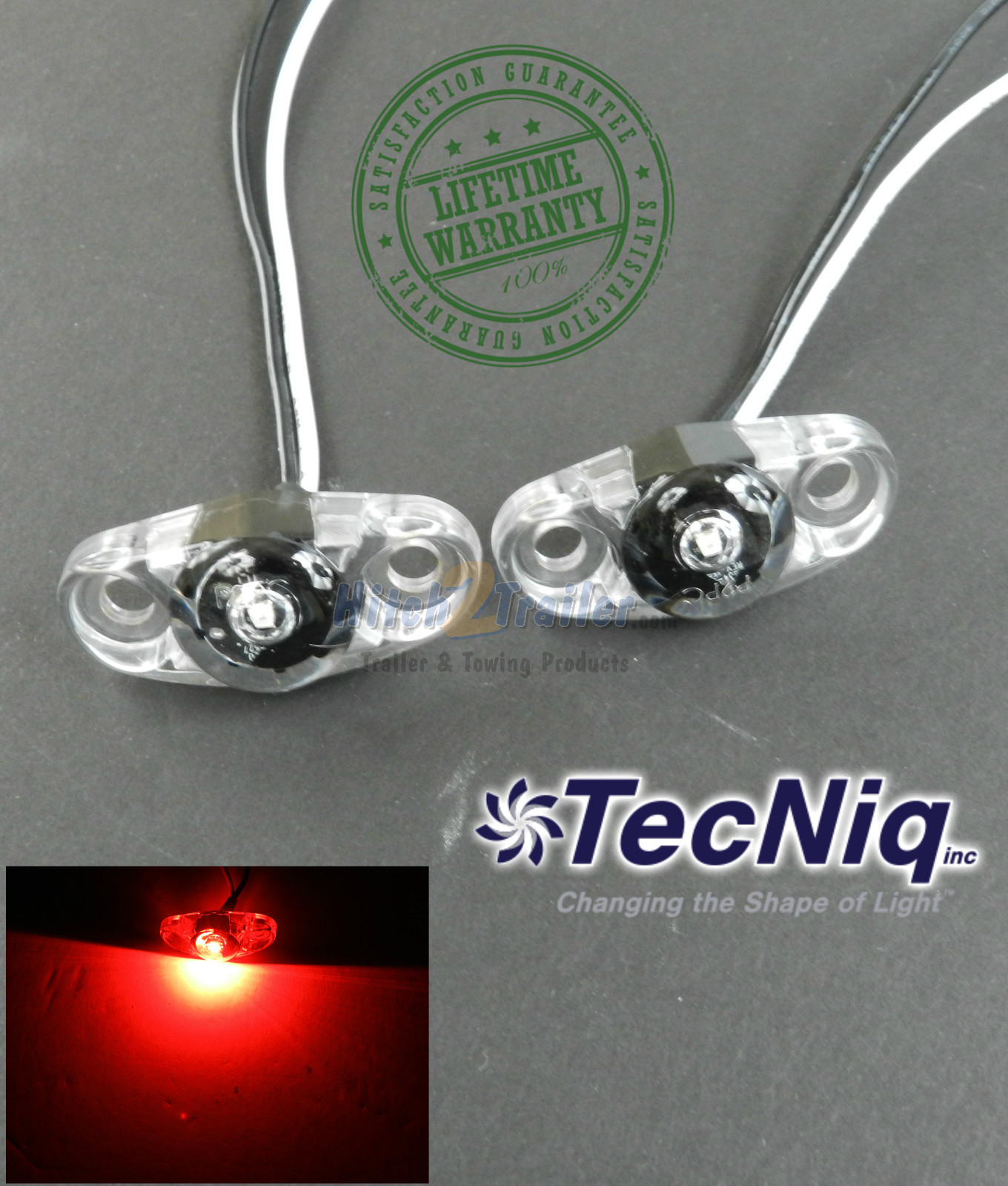 2 Red Clear Marker LED Light TecNiq Reflective Clearance Trailer RV USA - Foto 8