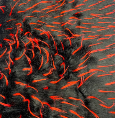 Spike Faux fur red on black Upholstery Fabric by the yard