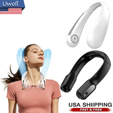 Portable USB Rechargeable Neckband Lazy Neck Hanging Dual Cooling Mini Fan US