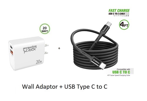 20W Wall Charger + 4FT Braided TYPE C to C USB For Motorola G Play 2024 XT2413 - 第 1/8 張圖片