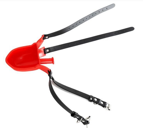 TPE Oral Enema Stecker Bondage Kopfgeschirr WC Trichter offener Mund Knebel Maske Kapuze - Bild 10 von 16