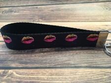 Key Fob Chain Holder Wrist Lanyard Hands Free Trendy Neon Tie Dye Lips Kiss