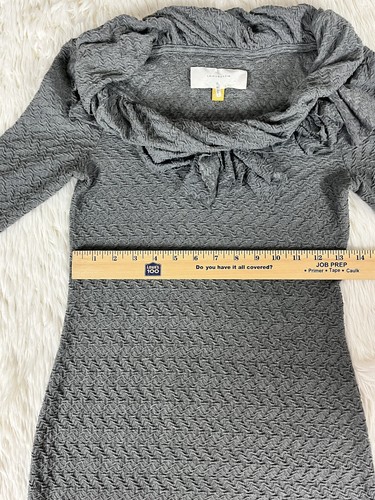 Anthropologie Leifsdottir Women's Gray Ruffle Neckline Texture Sheath Dress XS - Picture 11 of 24