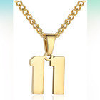 New ListingNumber 11 Gold Necklace Athletes Sports Chain Stainless Steel Charm Pendant