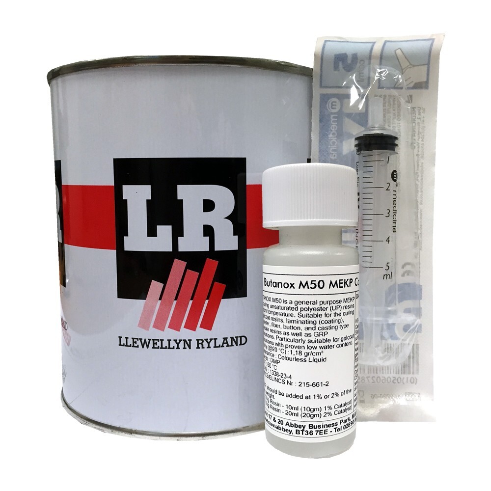 1kg GRP White Polyester Gelcoat - Catalyst & Syringe