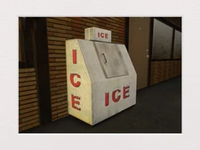 RETAIL ICE BOX ~ ICE COOLER MACHINE - O Scale 1:48 - LEER  POLAR Bag Chest Block