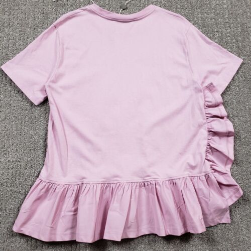 Top Valentino Mujer Pequeño Rosa Volantes Dobladillo Manga Corta Hecho en Italia NUEVO NUEVO CON ETIQUETAS - Imagen 6 de 14