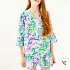 NEW Lilly Pulitzer Sutton Cover Up Girls Amethyst Tint Mermaid in the Shade L XL
