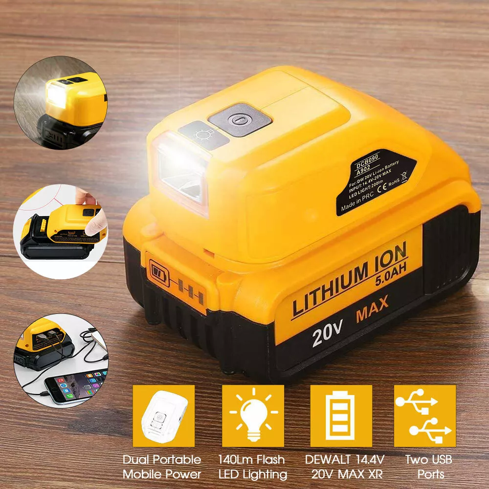 For DEWALT 14.4V to 20V MAX XR Lithium Ion Battery Adapter USB